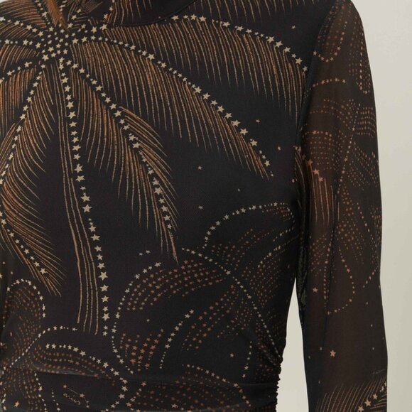 HOLIDAY CAPSULE black golden foliage tulle midi dress Farm rio - Picture 4 of 4